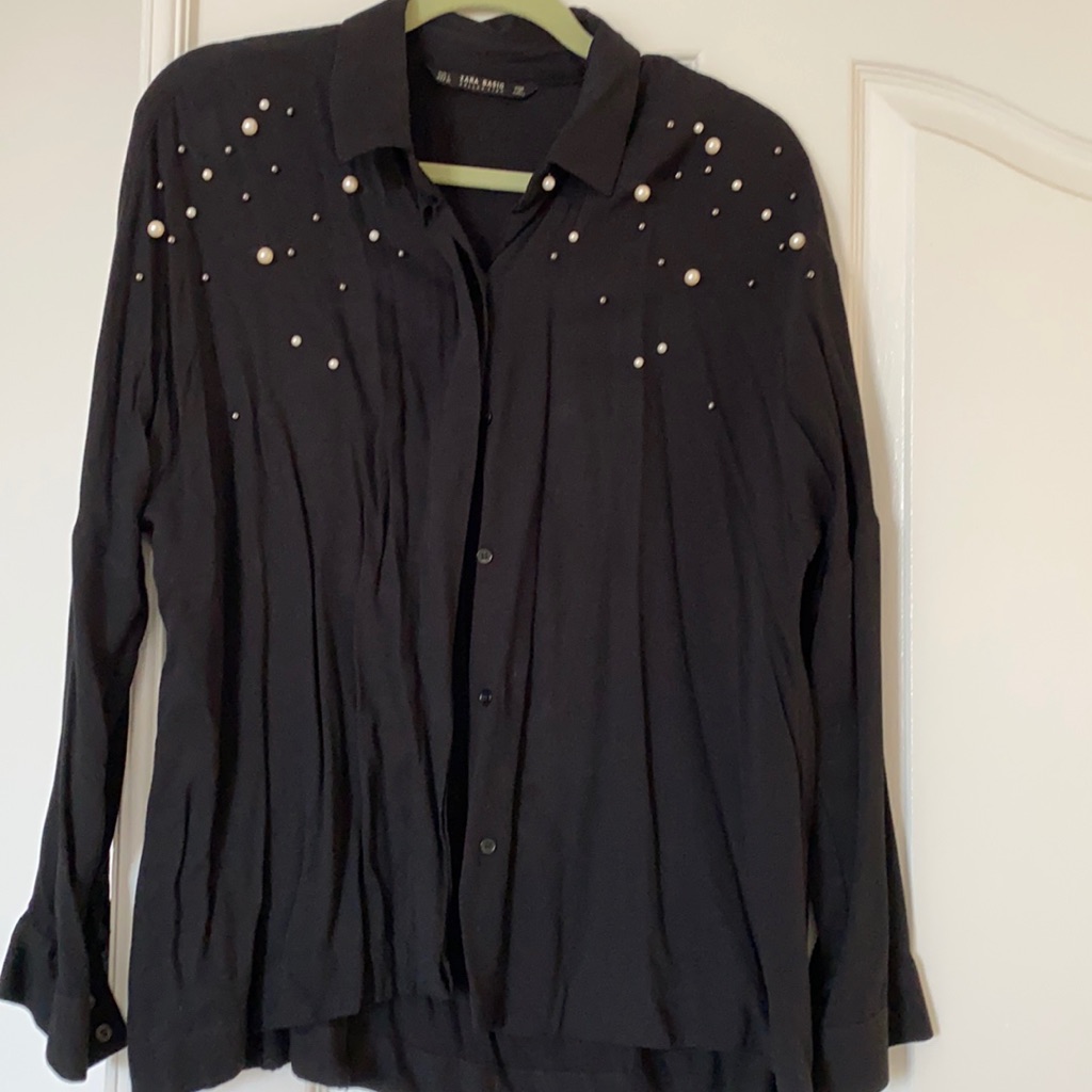 Zara Basic Black Button Up Top